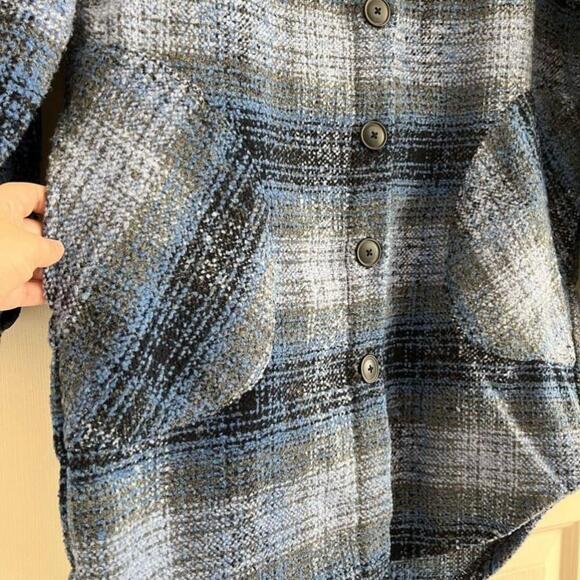 🚓 Britney Longline Shacket Blue Plaid Small - Picture 6 of 13